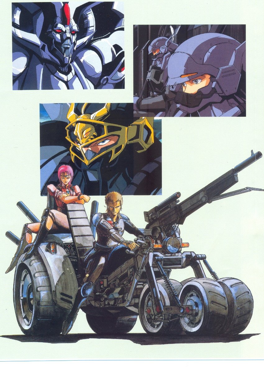 armor, cannon, highres, huge, m.d._geist, mecha, motor_vehicle, motorcycle