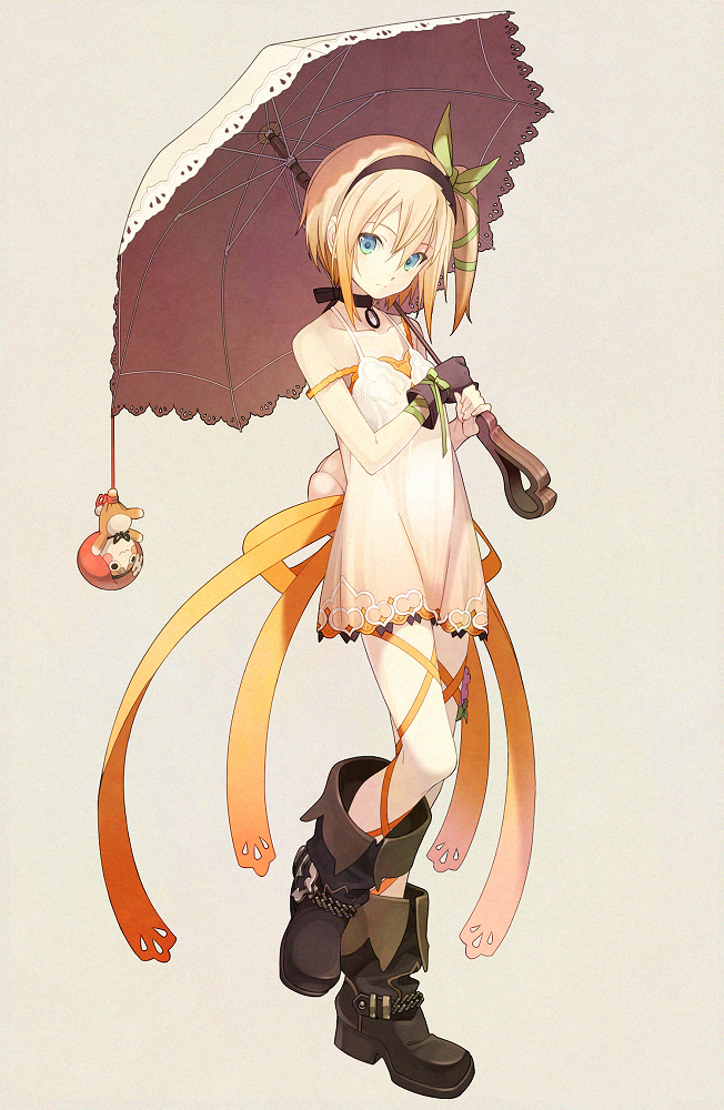 16_ban, 1girl, blonde_hair, blue_eyes, boots, choker, edna_(tales), full_body