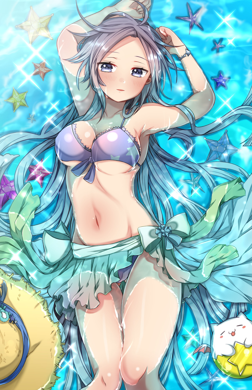 1girl, absurdres, ahoge, akiran'nu, armpits, arms_up, ass_visible_through_thighs, bikini