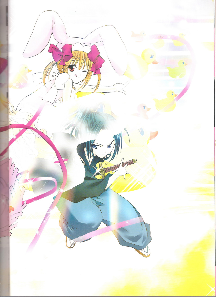animal_ears, binding_discoloration, rabbit_ears, dear_baby, peach-pit, samurai_soul, sanjou_kairi, shugo_chara!