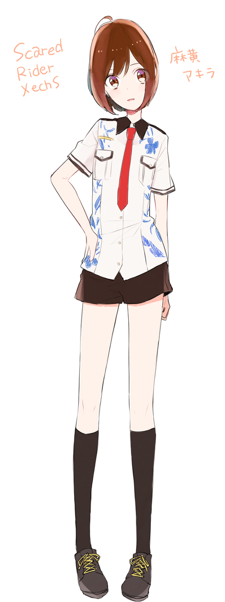 asagi_akira_(scared_rider_xechs), brown_eyes, brown_hair, gomi_chiri, scared_rider_xechs
