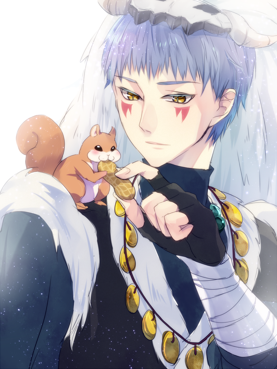 akatsuki_no_yona, blue_hair, onoco, sinha_(akatsuki_no_yona), squirrel, yellow_eyes