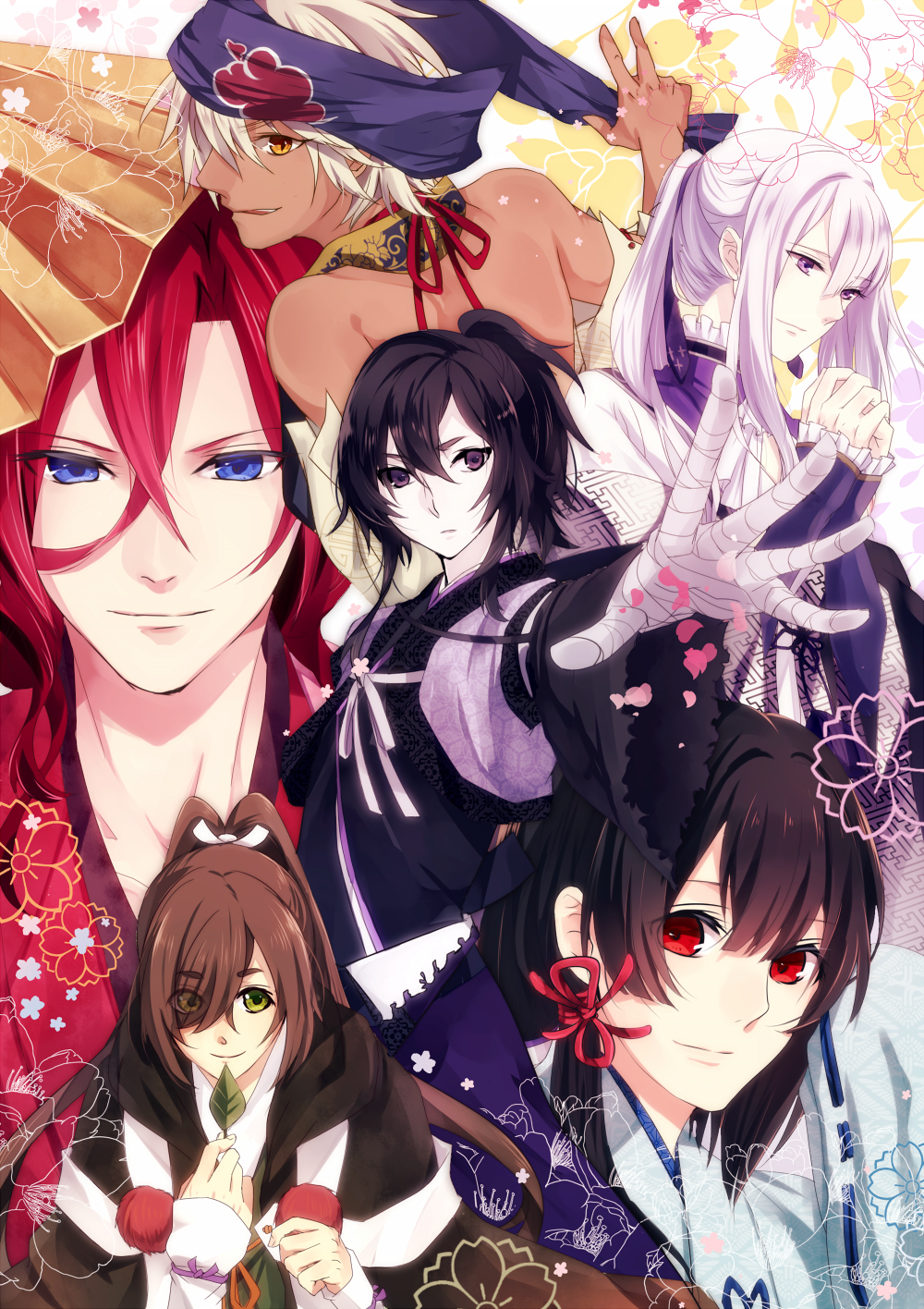 enishi_(ken_ga_kimi), kei_(ken_ga_kimi), ken_ga_kimi, kuroba_saneaki, onoco, sagihara_sakyou, suzukake_(ken_ga_kimi), tzusuramaru_(ken_ga_kimi)