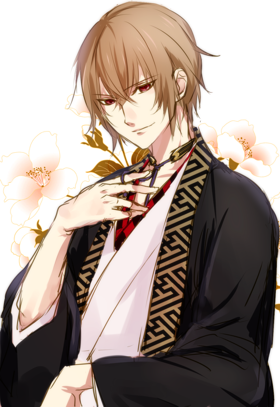 blonde_hair, chikage_kazama, hakuouki_shinsengumi_kitan, onoco, red_eyes