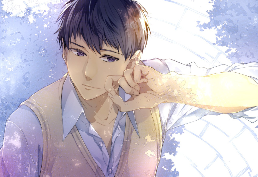 black_hair, kinose_kazuki, natsuzora_no_monologue, onoco, violet_eyes