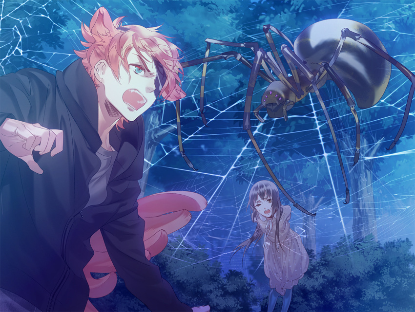 akane_rin, ayakashi_gohan, blue_eyes, inushima_uta, kazuaki, orange_hair
