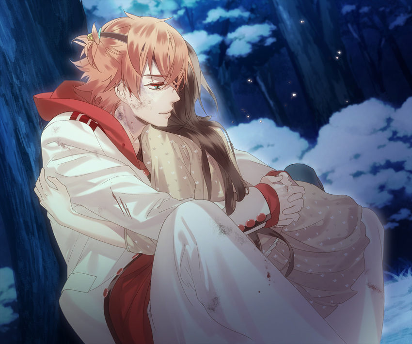 akane_rin, ayakashi_gohan, blue_eyes, inushima_uta, kazuaki, orange_hair