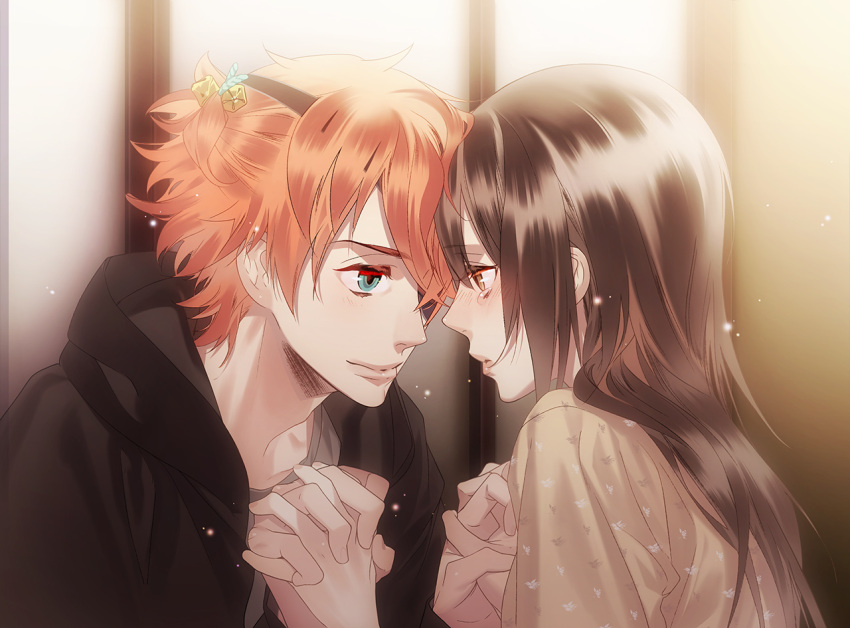 akane_rin, ayakashi_gohan, blue_eyes, inushima_uta, kazuaki, orange_hair