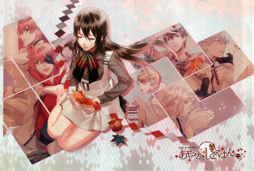 akane_rin, ayakashi_gohan, blue_eyes, brown_eyes, brown_hair, hana_suou, ibuki_haginosuke, inushima_uta