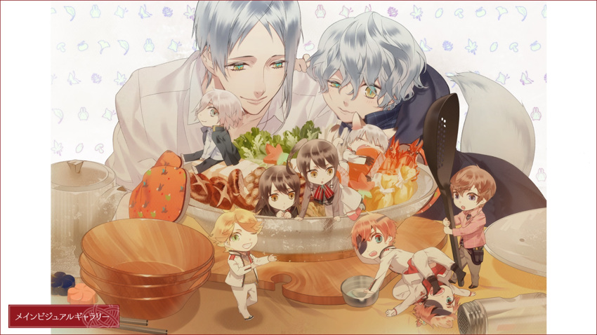 akane_rin, ayakashi_gohan, blue_eyes, brown_eyes, brown_hair, hana_suou, ibuki_haginosuke, inushima_uta