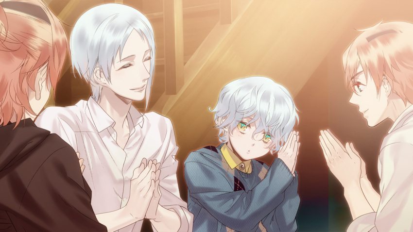 ayakashi_gohan, blue_eyes, inushima_uta, inushima_yomi, kazuaki, komori_gin, komori_tsuzuri, orange_hair