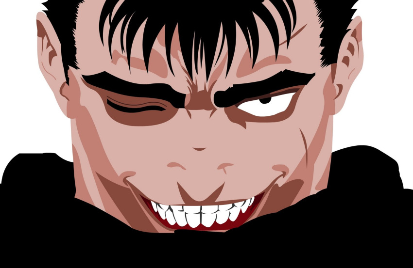 berserk, crazy, grin, guts, scar, squint, wallpaper