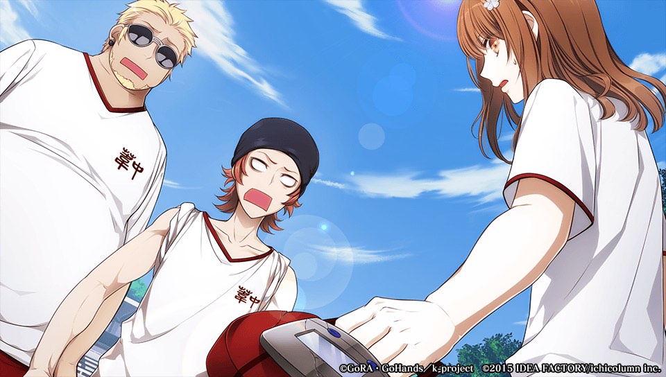 1boy, brown_eyes, gakuen_k, kamamoto_rikio, konohana_saya, red_hair, yata_misaki