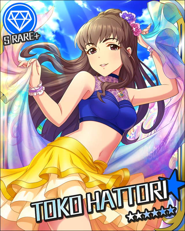 blush, brown_eyes, brown_hair, character_name, dress, hattori_toko, idolmaster, idolmaster_cinderella_girls