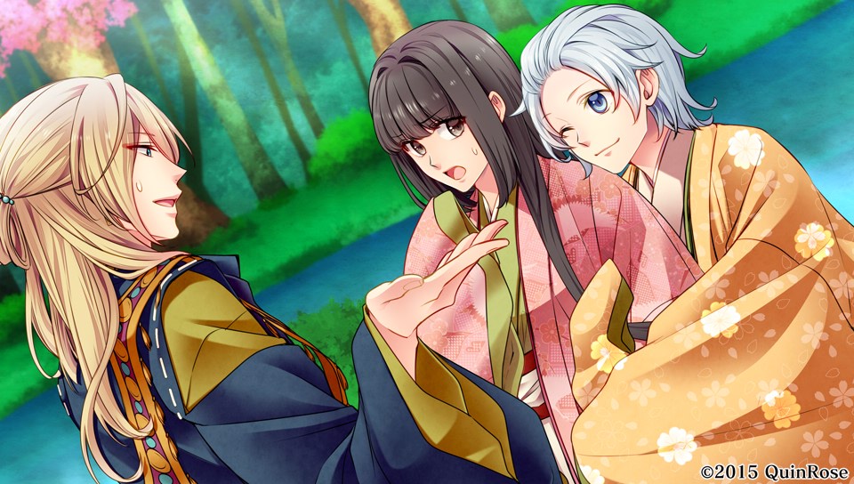 black_hair, chikage_(genji_koi_emaki), fujimaru_mamenosuke, genji_koi_emaki, oborozukiyo_no_kimi, yuugao_no_kimi