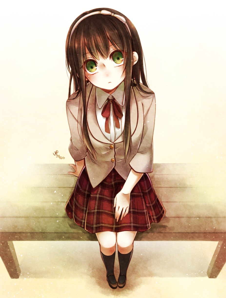 brown_hair, clock_zero, green_eyes, kurou_nadeshiko, poncho_49