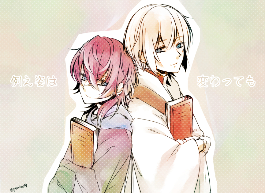 blue_eyes, clock_zero, poncho_49, purple_hair, tetsugakusha, tokita_shuya