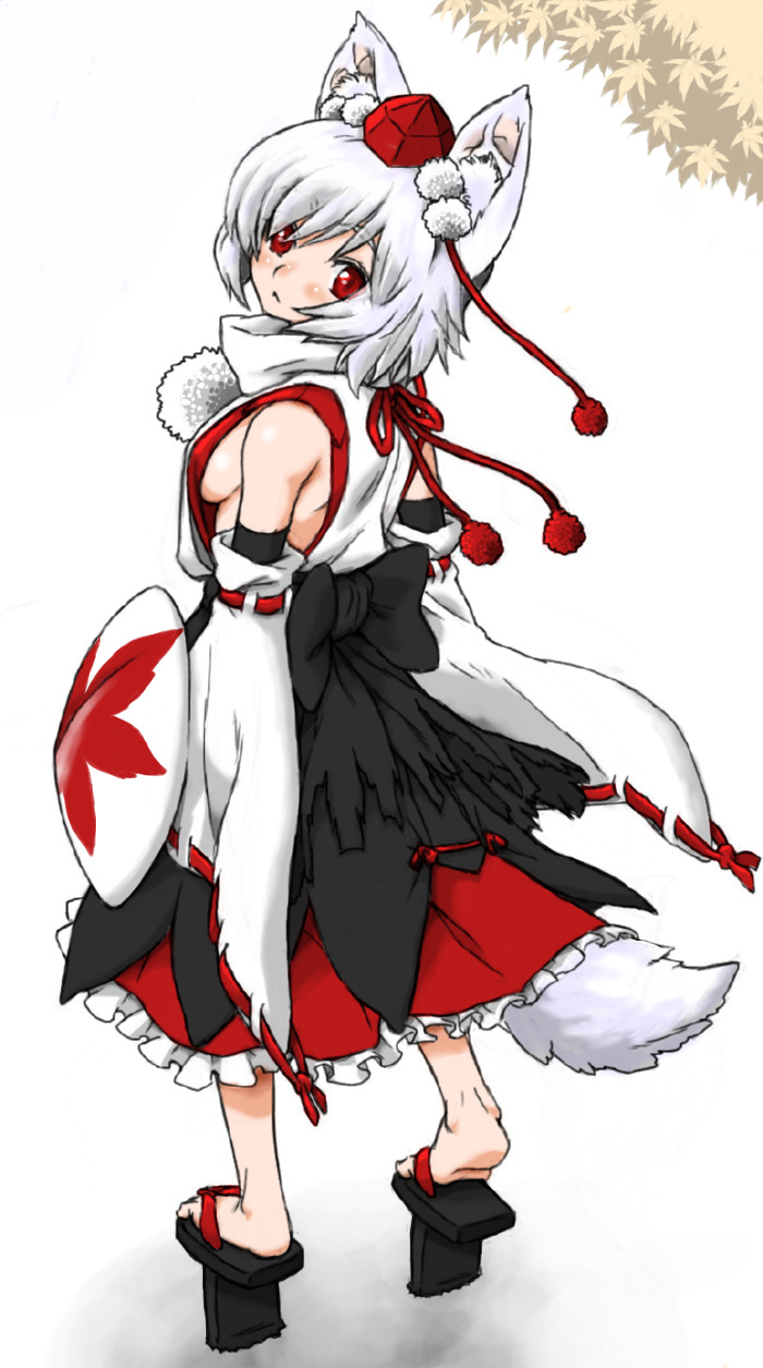 bad_id, breasts, detached_sleeves, geta, hat, highres, hishagawariho, hishagawariho_(pixiv)