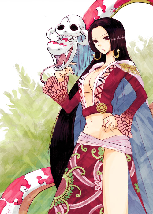 boa_hancock, breasts, cleavage, eeyasu, hebihime, long_hair, midriff, mound_of_venus