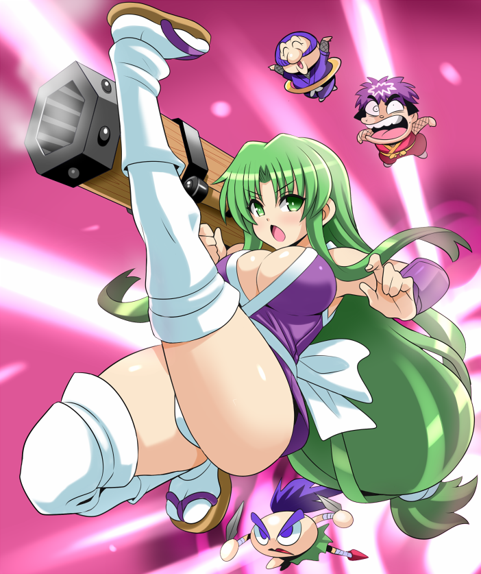 >:o, 1girl, 3boys, :o, armor, bare_shoulders, blush, breasts