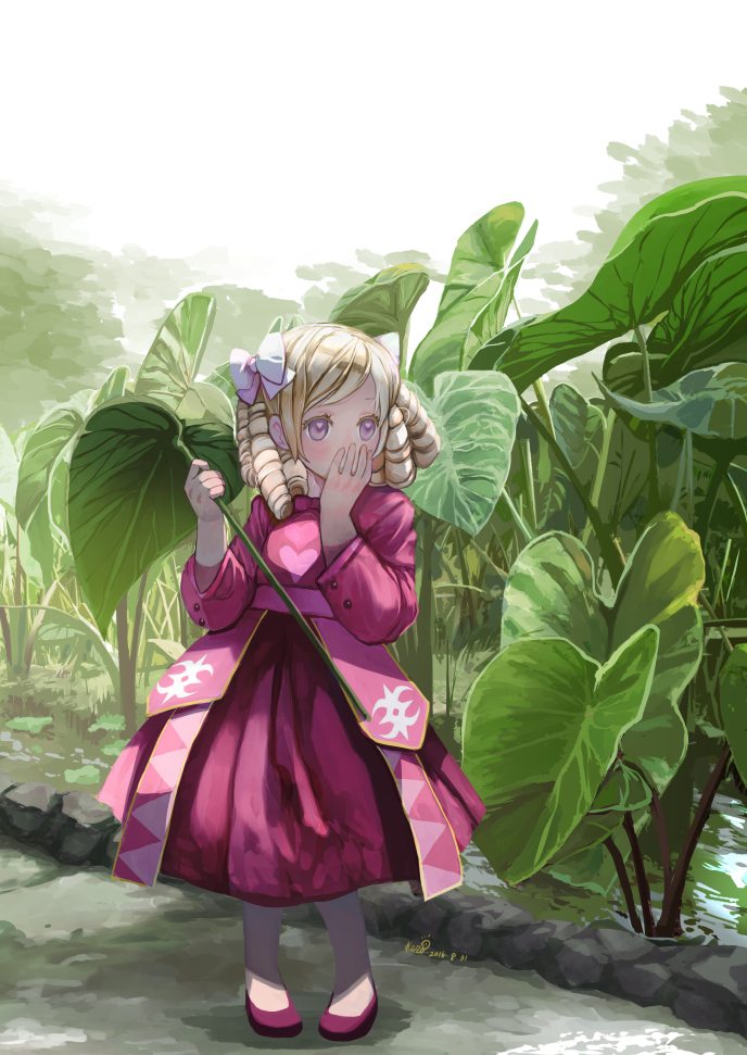 1boy, artist_name, blonde_hair, blush, crossdressinging, dress, drill_hair, fire_emblem