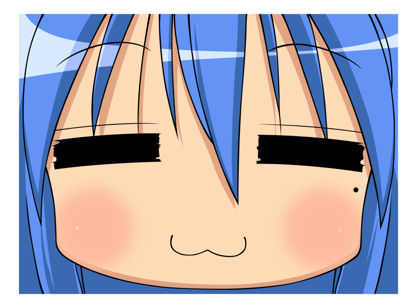 :3, blue_hair, closed_eyes, commercial, face, highres, izumi_konata, lucky_star