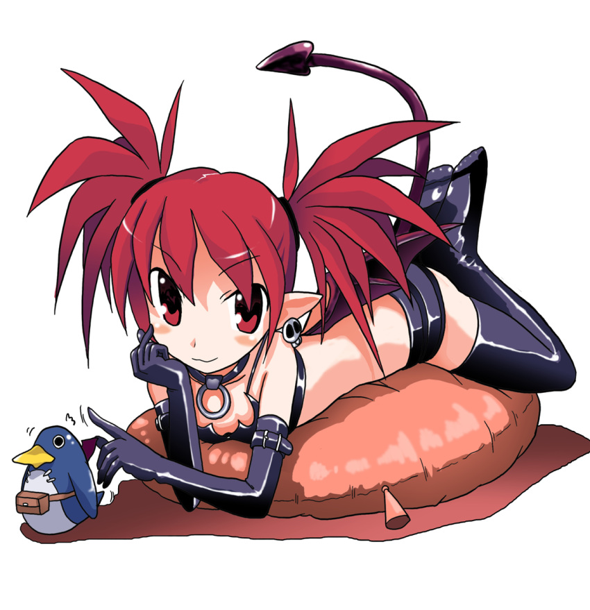 choker, demon_girl, disgaea, elbow_gloves, etna, feet, flat_chest, gloves