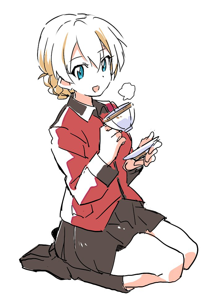 1girl, :d, bangs, black_legwear, black_shoes, black_skirt, blonde_hair, blue_eyes