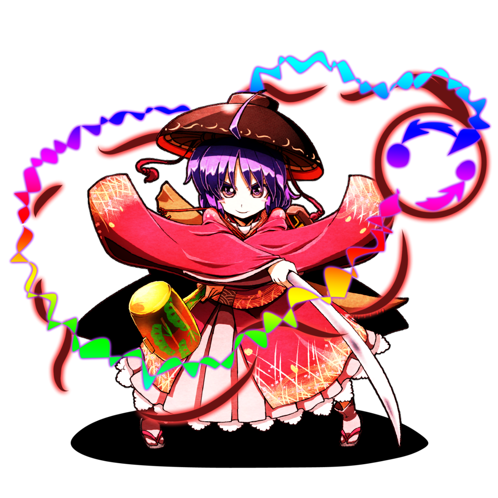 >:), 1girl, ahoge, blush_stickers, bowl, bowl_hat, crossed_arms, dual_wielding