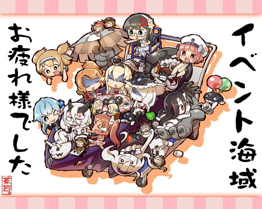 >_<, >_o, 6+girls, :d, ;3, ;p, ahoge, aqua_eyes