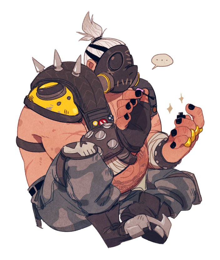 ..., 1boy, arm_wraps, belt, black_gloves, black_nails, boots, fat