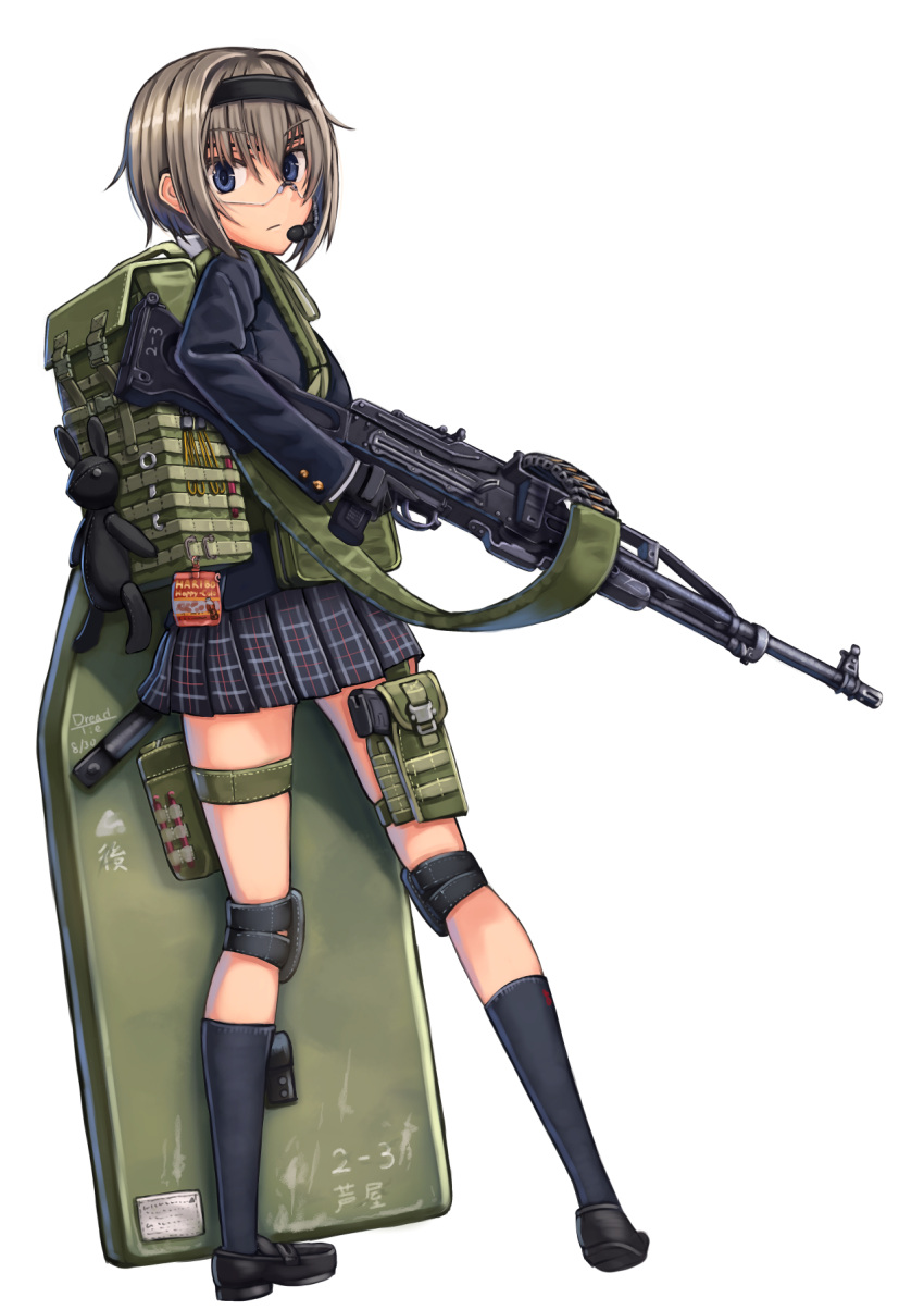 1girl, ashiya_saki, backpack, bag, blue_eyes, dreadtie, glasses, gloves