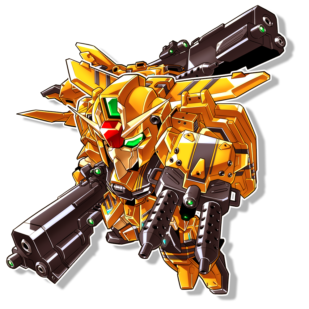 beam_cannon, beam_rifle, chibi, energy_gun, green_eyes, gundam, kouchi_(kouichi-129), mecha