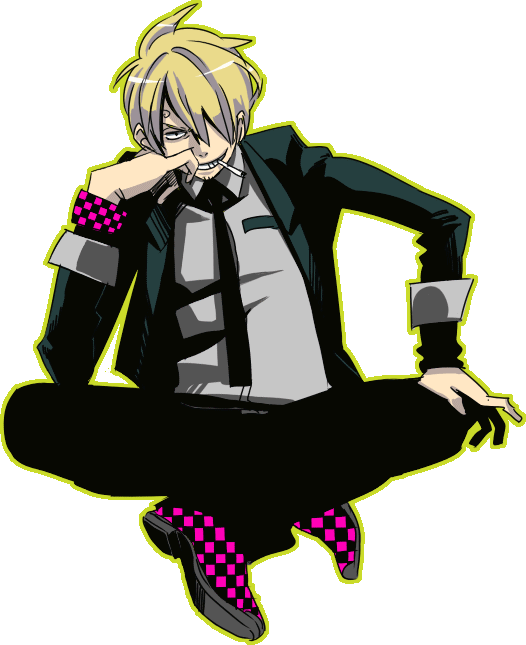 aarue, blazer, blonde_hair, checkered, checkers, cigarette, formal, grin