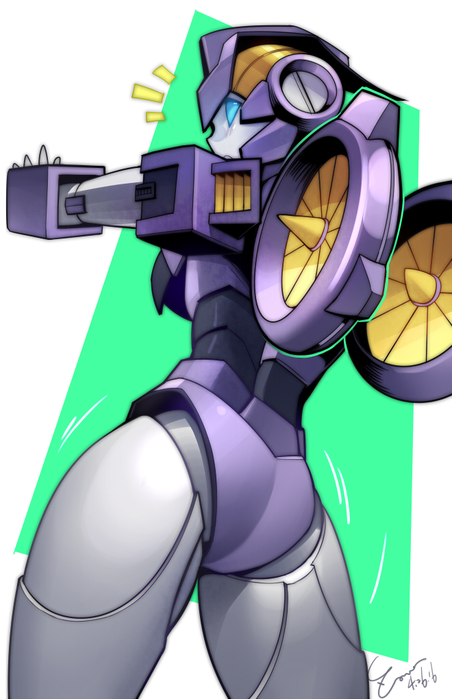 1girl, ass, autobot, blush, glowing, glowing_eyes, mecha, nautica