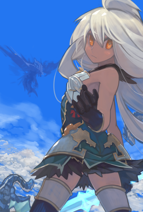 1girl, ahoge, armor, armored_dress, bangs, bare_shoulders, black_gloves, black_legwear