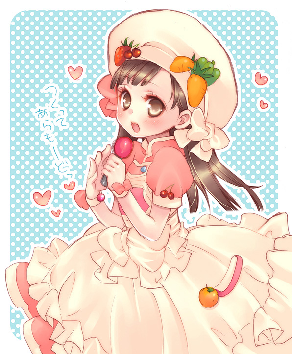 ai!_mai!_main!, blush, brown_eyes, brown_hair, child, cooking_idol_ai!_mai!_main!, hat, heart