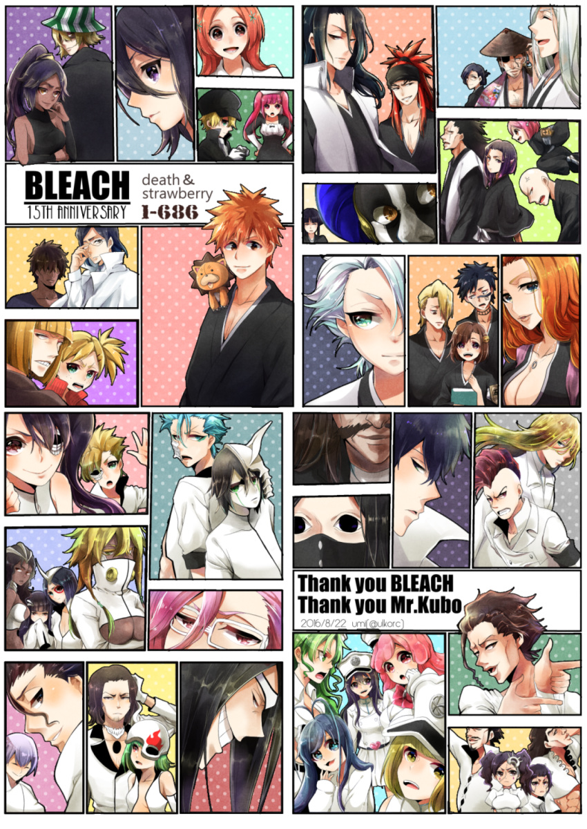 6+boys, 6+girls, abarai_ichika, adjusting_glasses, ahoge, aizen_sousuke, ajirogasa, anniversary