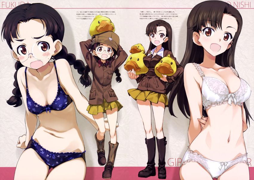 2girls, :d, absurdres, arms_behind_head, arms_up, asymmetrical_bangs, bangs, bird
