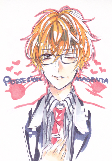 kushidori, orange_hair, possession_magenta, touyama_kousuke, violet_eyes