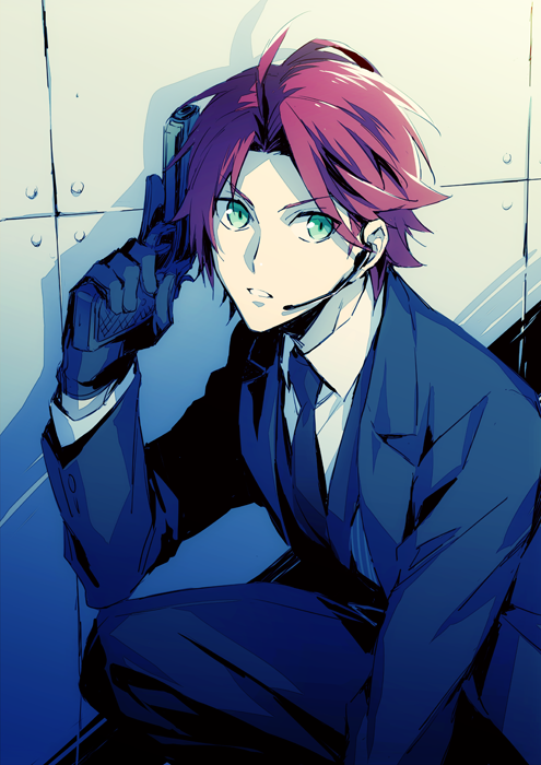 1boy, alternate_costume, black_gloves, collared_shirt, ensemble_stars!, formal, gloves, green_eyes