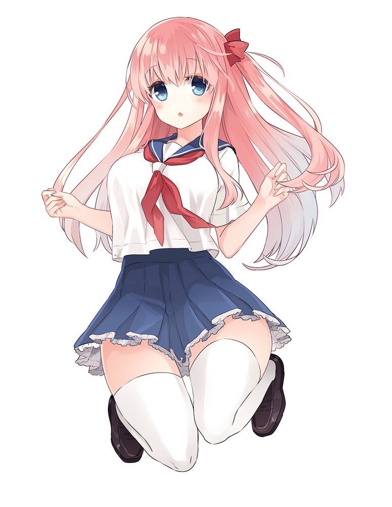 1girl, blue_eyes, bow, female, full_body, hair_bow, loafers, long_hair