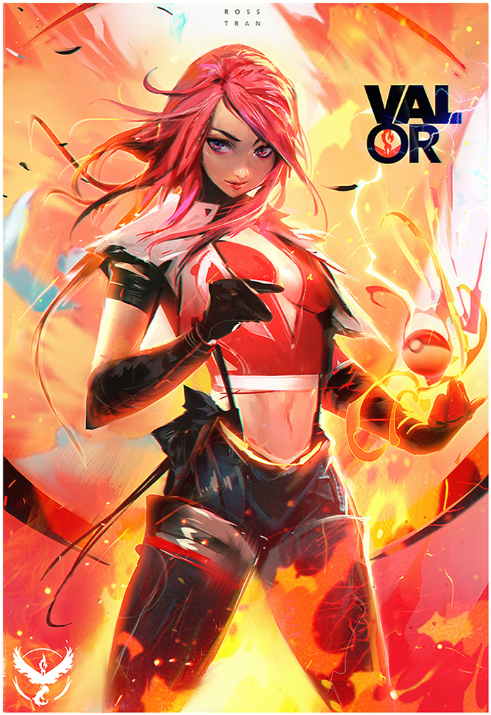 1girl, boots, breasts, cleavage, elbow_gloves, fire, gloves, holding