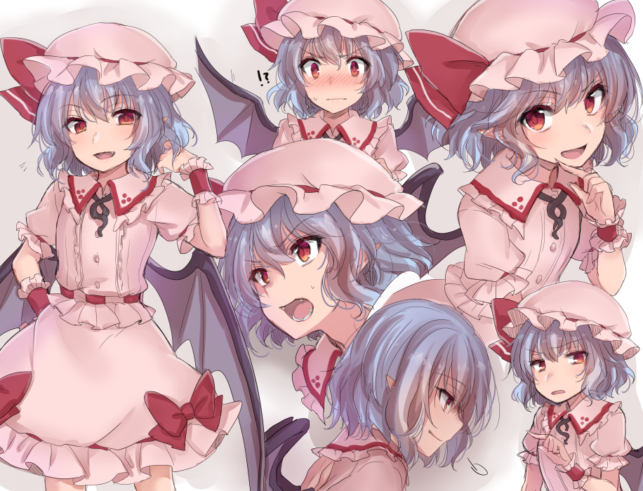 !?, >:d, >:o, 1girl, :d, :o, arm_garter, asa_(coco)