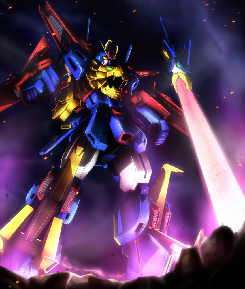 asumakobayashi, clenched_hands, fangs, glowing, glowing_eyes, glowing_sword, glowing_weapon, green_eyes