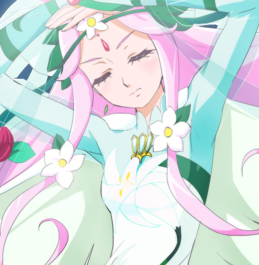 1girl, alexandrite_style, bodysuit, closed_eyes, cure_felice, female, ha-chan_(mahou_girls_precure!), hanami_kotoha