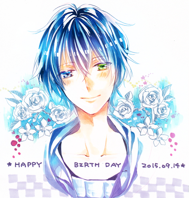 black_hair, blue_eyes, hinose_takeru, kushidori, sweet_clown