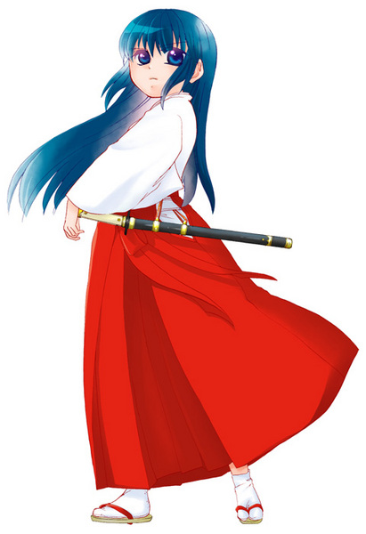 furude_ouka, higurashi_no_naku_koro_ni, japanese_clothes, miko, simple_background, uta