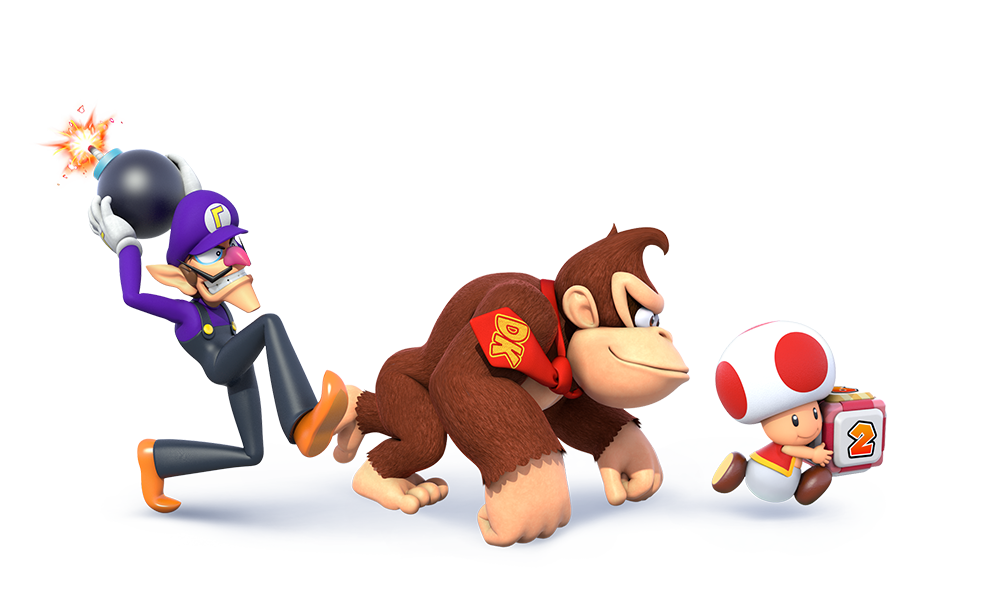 bob-omb, dice, donkey_kong, super_mario_bros., mario_party, mario_party:_star_rush, official_art, super_mario_bros., toad, waluigi