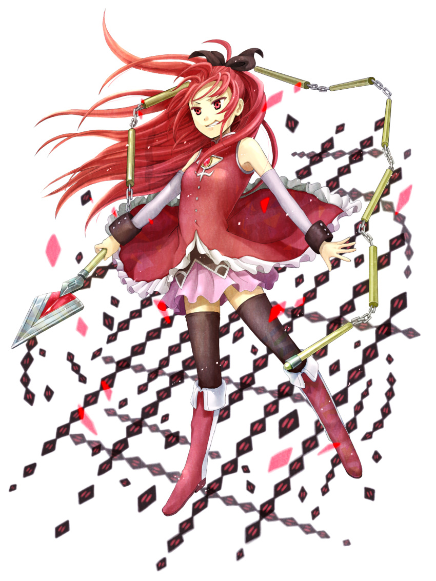 1girl, highres, magical_girl, mahou_shoujo_madoka_magica, mahou_shoujo_madoka_magica_movie, niboshi514, polearm, red_eyes